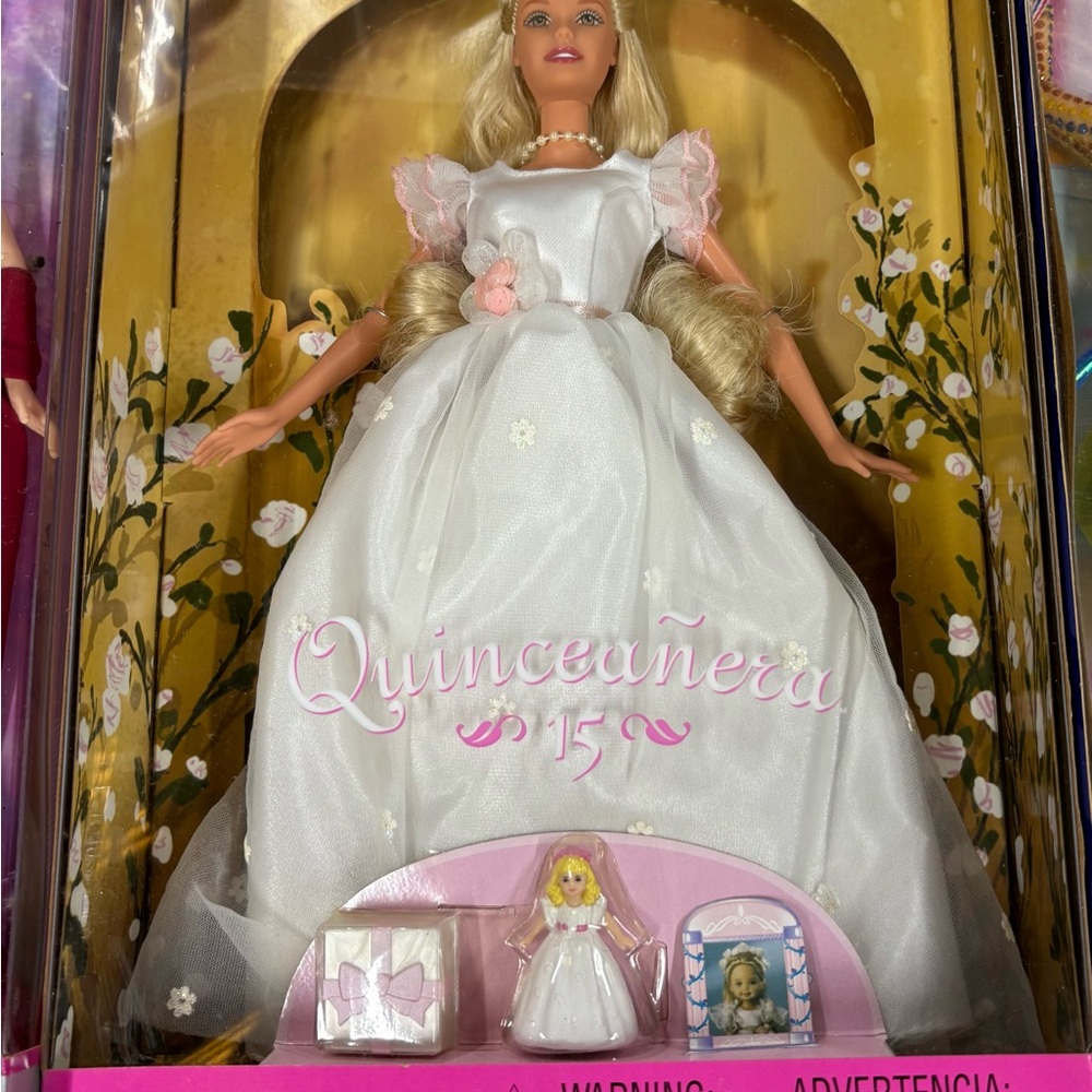 Quinceañera Barbie Doll with White and Pink Details